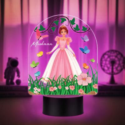 Personalized Princess Doll LED Night Lamp with Automatic Color Changing Light Return Gift Birthday Gift for Girls Kids Room Decor Light